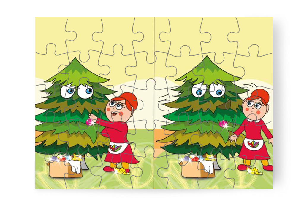 A fa a következő díszt is lerázza – Óvónéni és a karácsonyfa puzzle, 35 darab [TC16-13-P35]