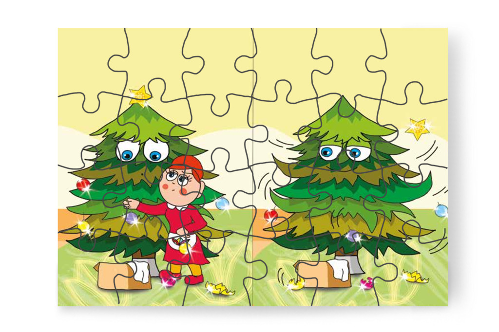 A fa minden felakasztott díszt ledob – Óvónéni és a karácsonyfa puzzle, 24 darab [TC16-14-P24]