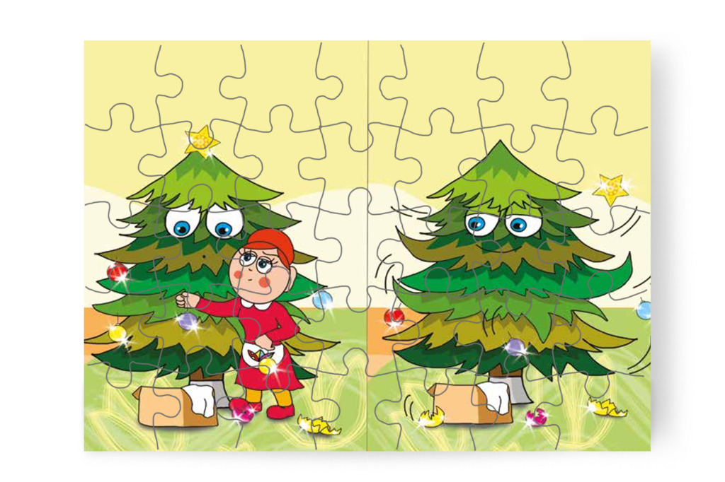 A fa minden felakasztott díszt ledob – Óvónéni és a karácsonyfa puzzle, 35 darab [TC16-14-P35]