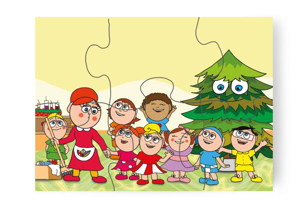 Klára közös díszkészítést javasol – Óvónéni és a karácsonyfa puzzle, 6 darab [TC16-17-P06]