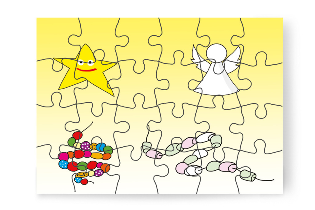 A fiúk is elkészítik a saját díszeiket – Óvónéni és a karácsonyfa puzzle, 24 darab [TC16-21-P24]