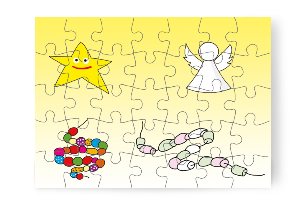 A fiúk is elkészítik a saját díszeiket – Óvónéni és a karácsonyfa puzzle, 35 darab [TC16-21-P35]