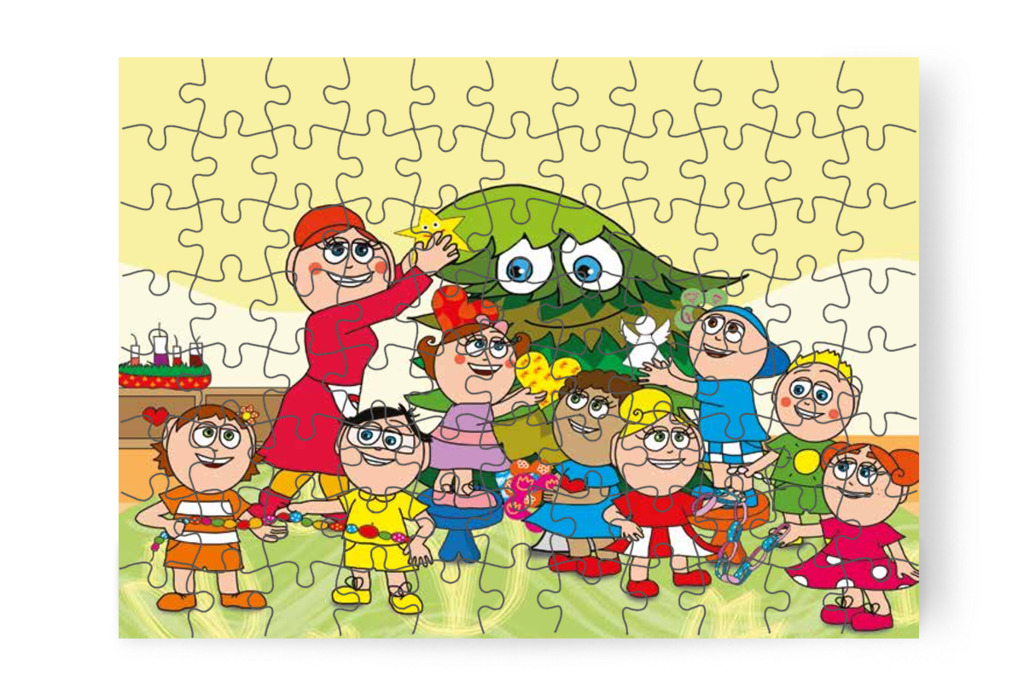 Együtt feldíszítik a karácsonyfát – Óvónéni és a karácsonyfa puzzle, 88 darab [TC16-22-P88]