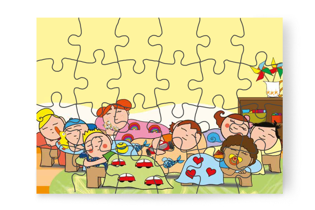 A gyerekek bölcsődés játékot játszanak – Dolly és a cumi puzzle, 24 darab [TC17-04-P24]