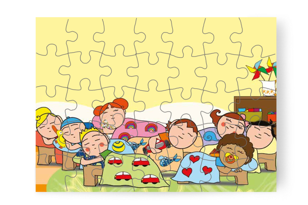 A gyerekek bölcsődés játékot játszanak – Dolly és a cumi puzzle, 35 darab [TC17-04-P35]