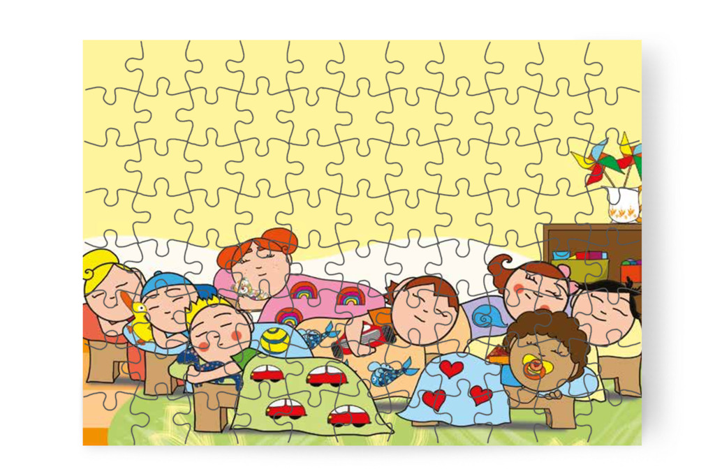 A gyerekek bölcsődés játékot játszanak – Dolly és a cumi puzzle, 88 darab [TC17-04-P88]