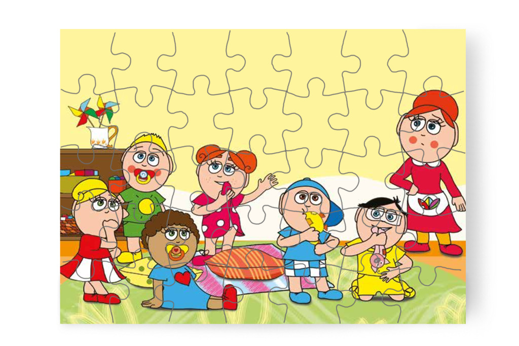 Óvónéni kosárba gyűjti a rágnivalókat – Dolly és a cumi puzzle, 35 darab [TC17-10-P35]