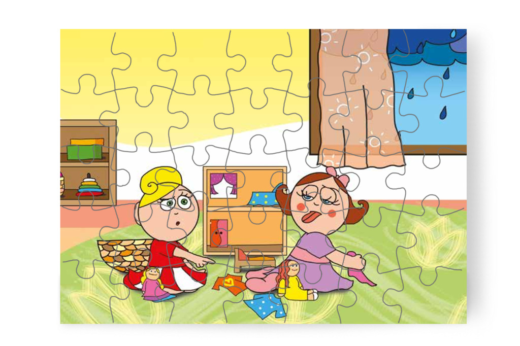 Kata és Natali a babaruhán vitatkozik – Egy hisztis nap puzzle, 35 darab [TC18-02-P35]