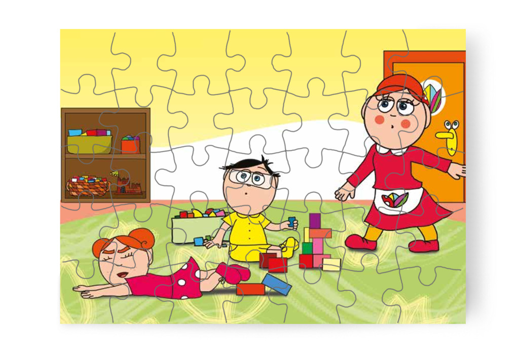 Klára felszisszen a kezét fájlalva – Egy hisztis nap puzzle, 35 darab [TC18-07-P35]