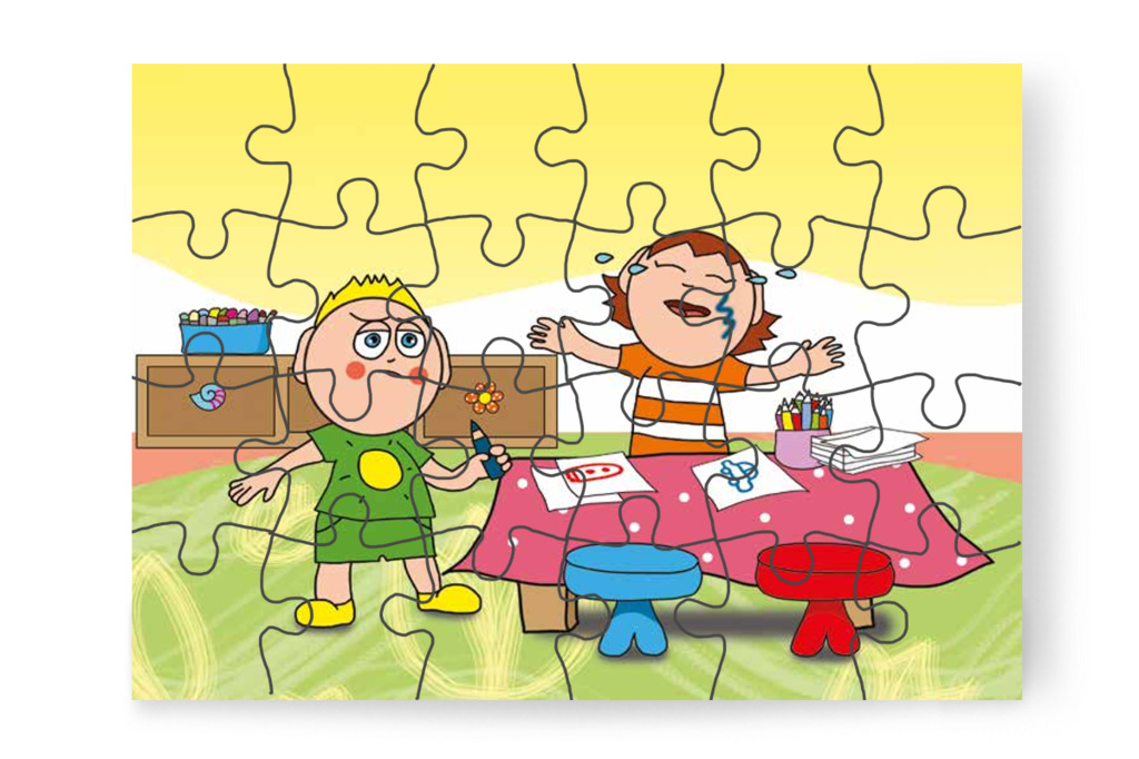 Ádám kék firkákat mutat az arcán – Egy hisztis nap puzzle, 24 darab [TC18-11-P24]