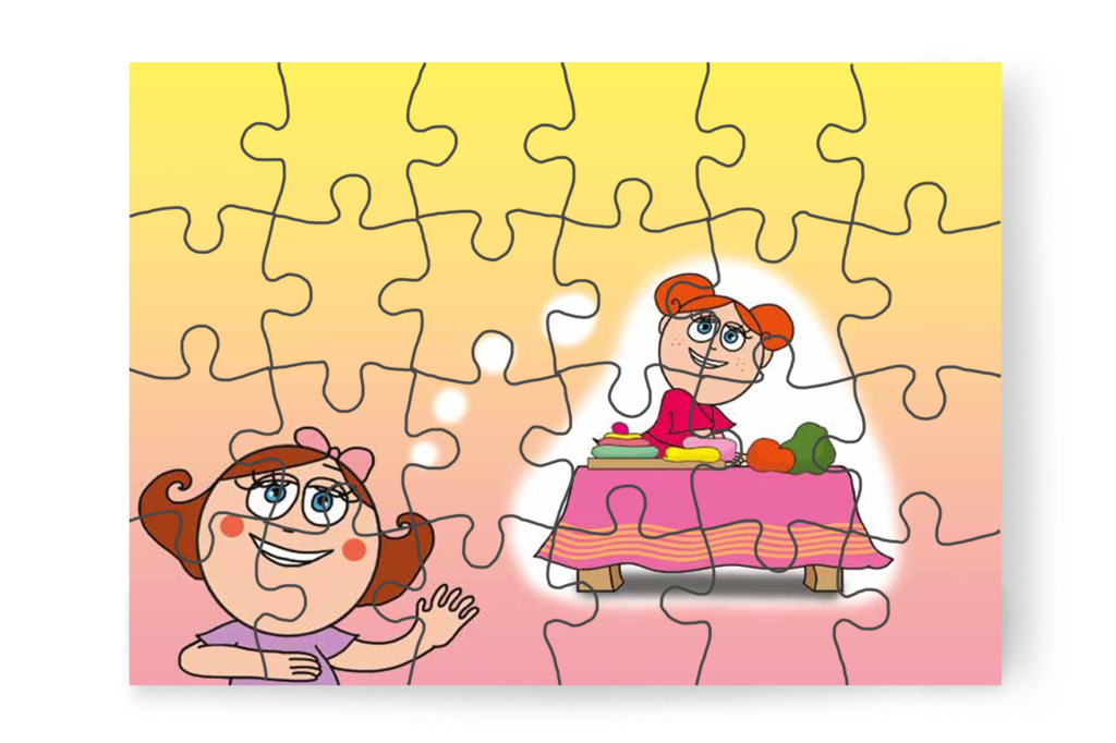 Natali és Klára süteményboltot tervez – Natali és az óvoda étlapja puzzle, 24 darab [TC19-02-P24]