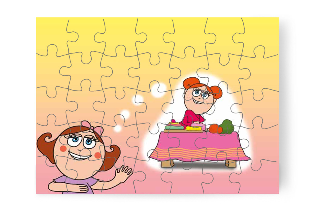 Natali és Klára süteményboltot tervez – Natali és az óvoda étlapja puzzle, 35 darab [TC19-02-P35]
