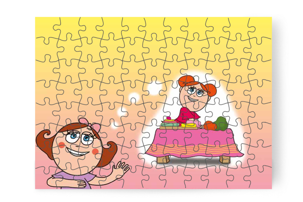 Natali és Klára süteményboltot tervez – Natali és az óvoda étlapja puzzle, 88 darab [TC19-02-P88]