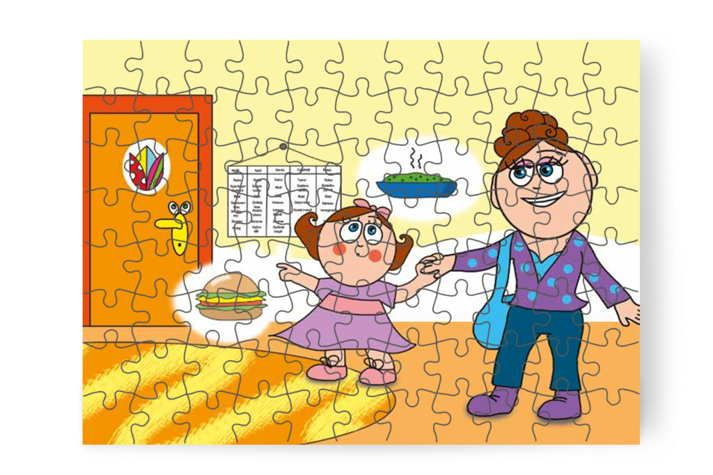Natali megkéri anyukáját az étlap felolvasására – Natali és az óvoda étlapja puzzle, 88 darab [TC19-04-P88]