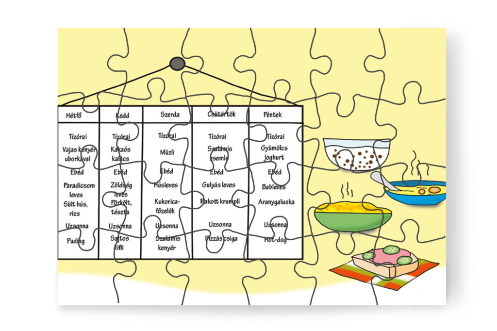 Anya felolvassa a szerdai menüt – Natali és az óvoda étlapja puzzle, 24 darab [TC19-05-P24]