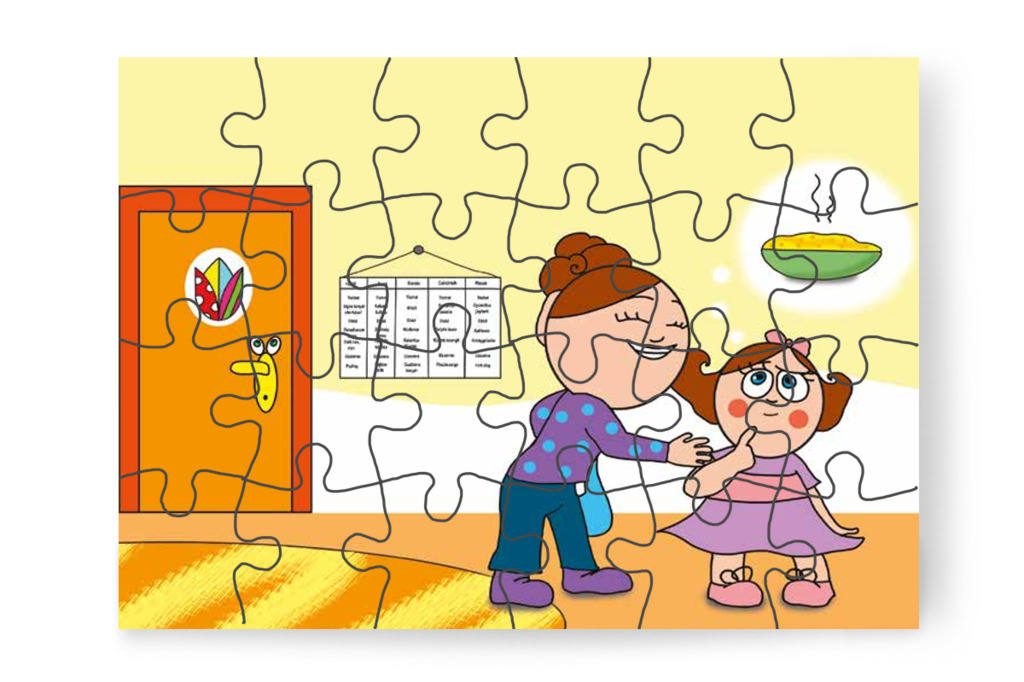 Natali a kukoricafőzeléket várja – Natali és az óvoda étlapja puzzle, 24 darab [TC19-06-P24]