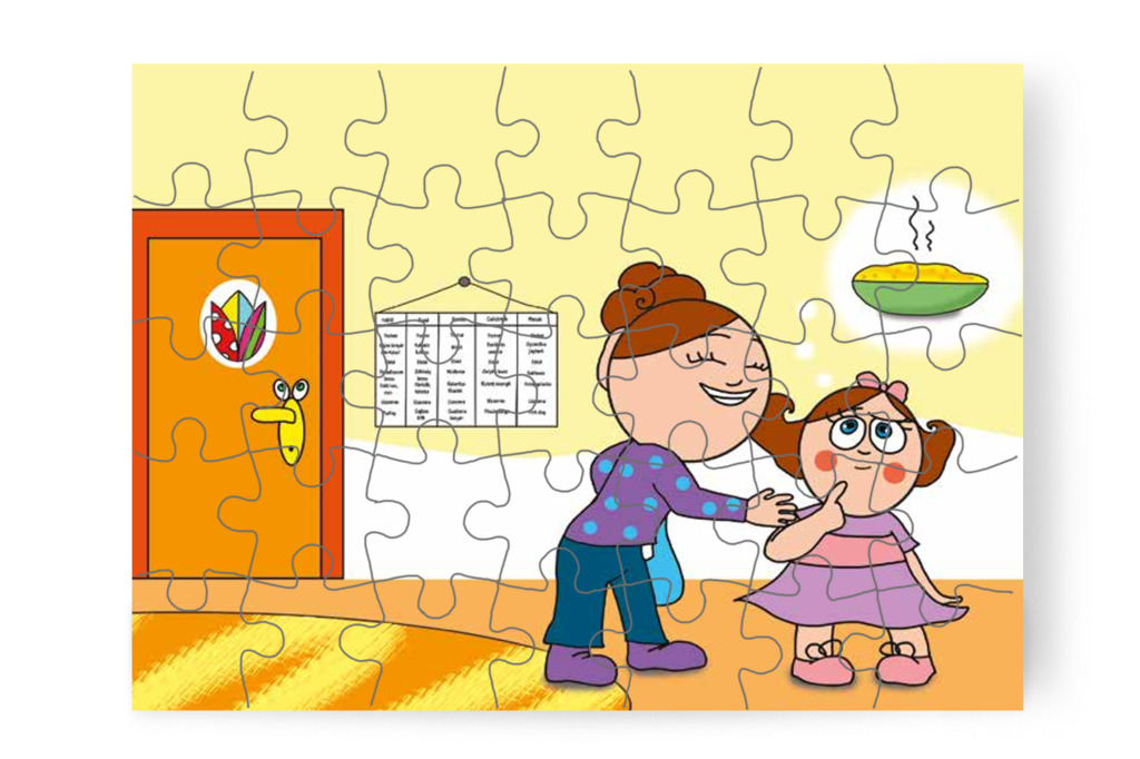 Natali a kukoricafőzeléket várja – Natali és az óvoda étlapja puzzle, 35 darab [TC19-06-P35]