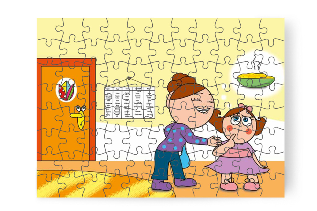 Natali a kukoricafőzeléket várja – Natali és az óvoda étlapja puzzle, 88 darab [TC19-06-P88]