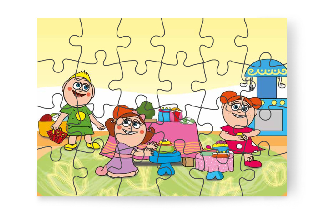 A lányok gyurmasütiket készítenek – Natali és az óvoda étlapja puzzle, 24 darab [TC19-07-P24]