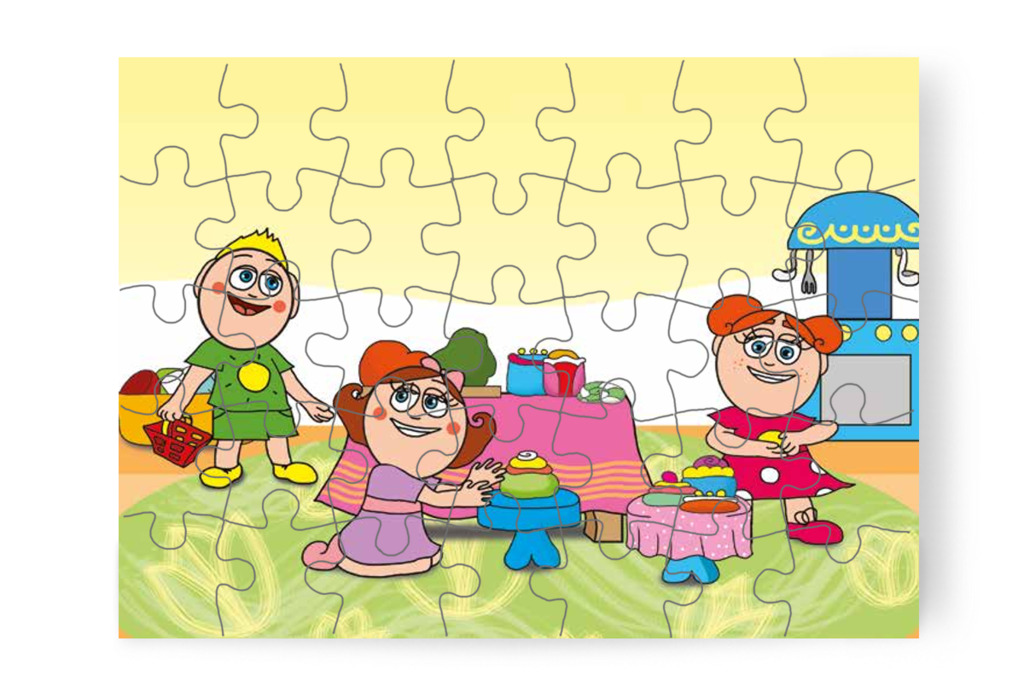 A lányok gyurmasütiket készítenek – Natali és az óvoda étlapja puzzle, 35 darab [TC19-07-P35]