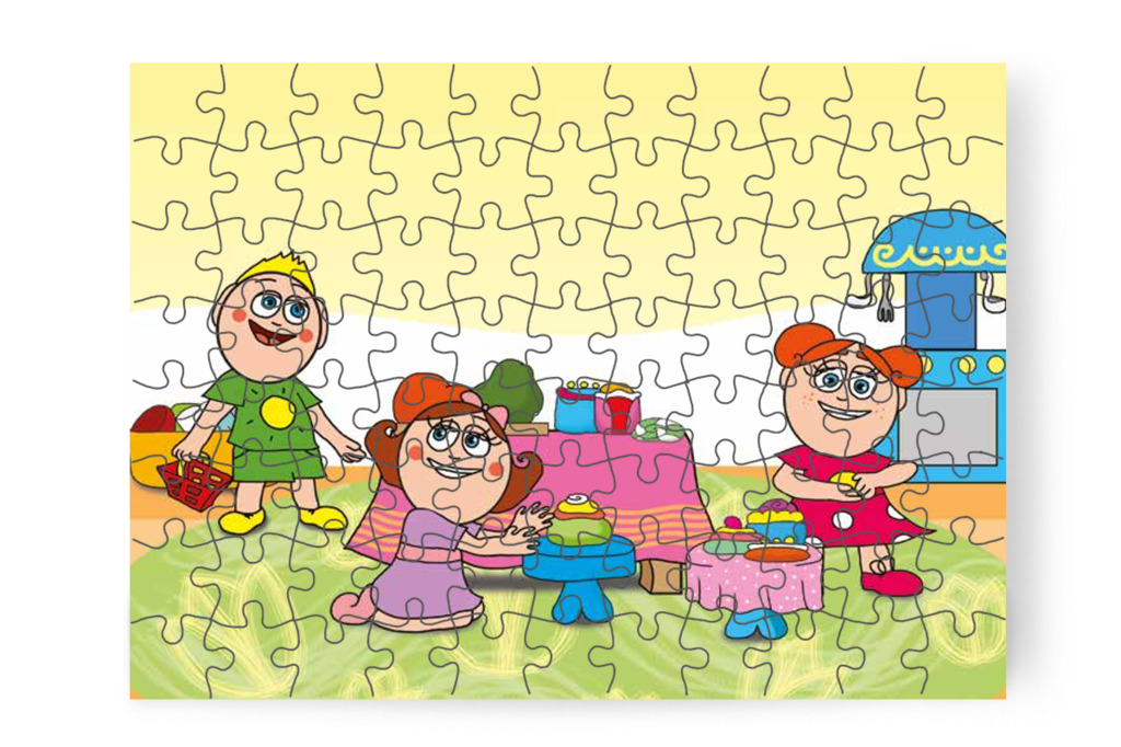 A lányok gyurmasütiket készítenek – Natali és az óvoda étlapja puzzle, 88 darab [TC19-07-P88]
