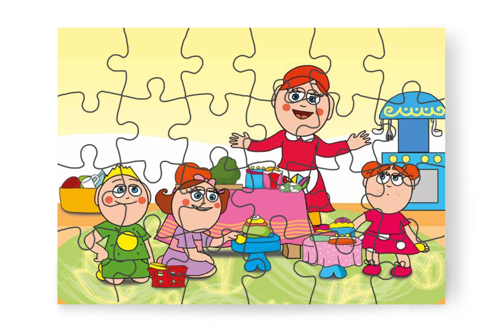 Óvónéni kézmosni hívja a gyerekeket – Natali és az óvoda étlapja puzzle, 24 darab [TC19-08-P24]