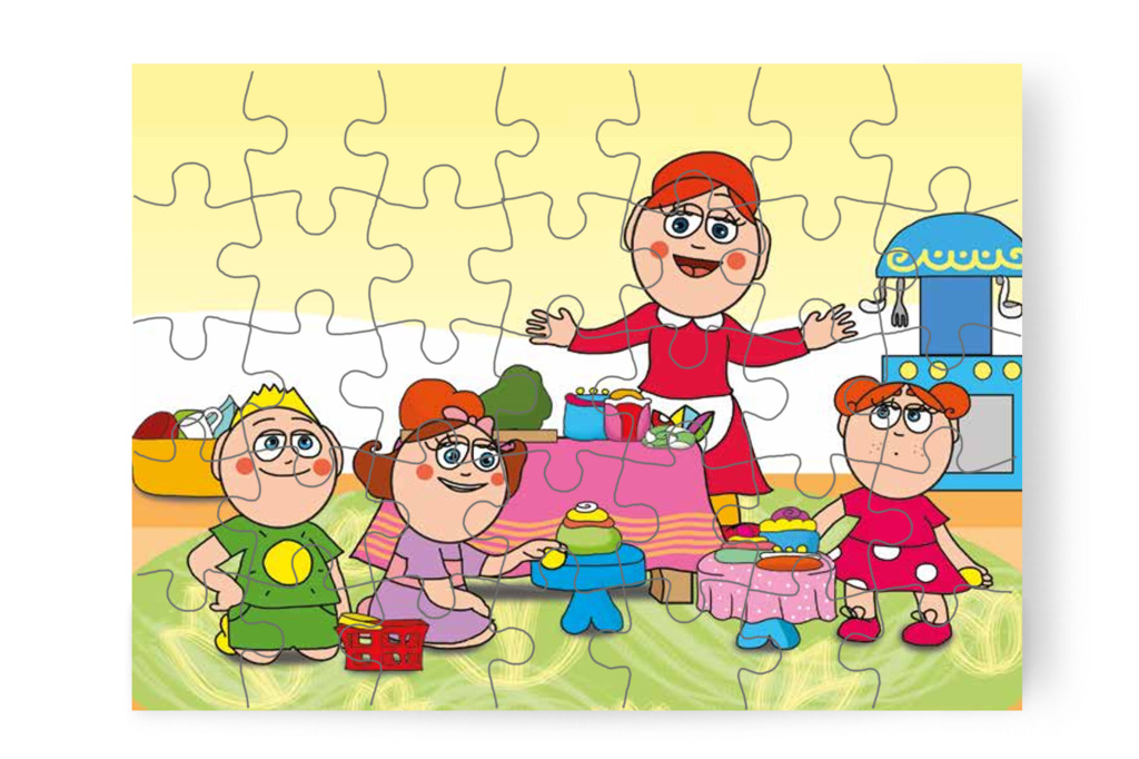 Óvónéni kézmosni hívja a gyerekeket – Natali és az óvoda étlapja puzzle, 35 darab [TC19-08-P35]