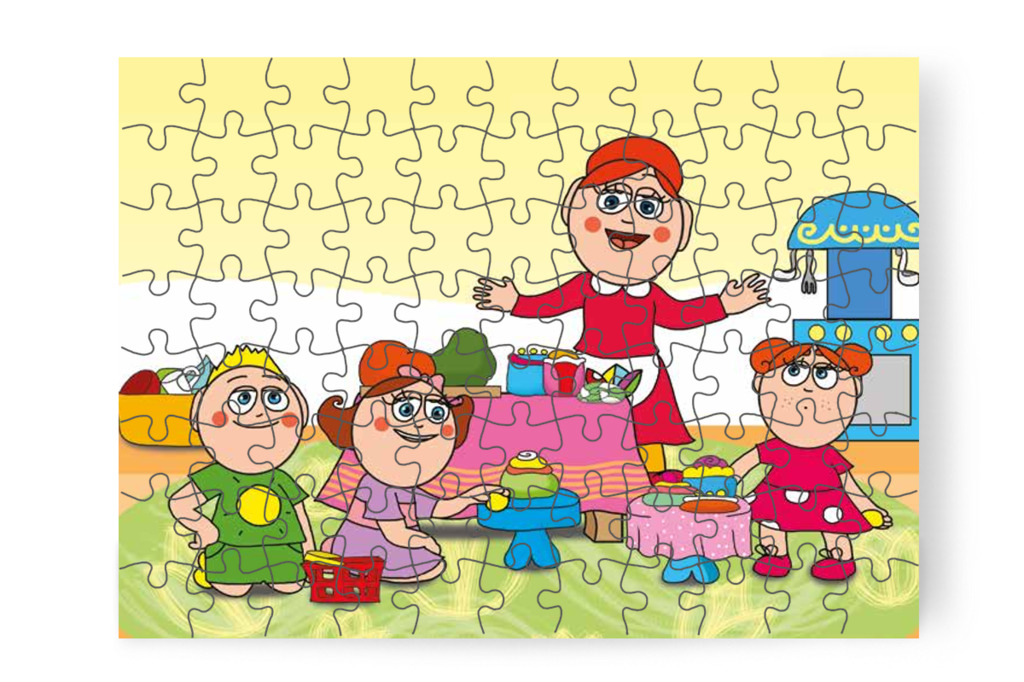 Óvónéni kézmosni hívja a gyerekeket – Natali és az óvoda étlapja puzzle, 88 darab [TC19-08-P88]