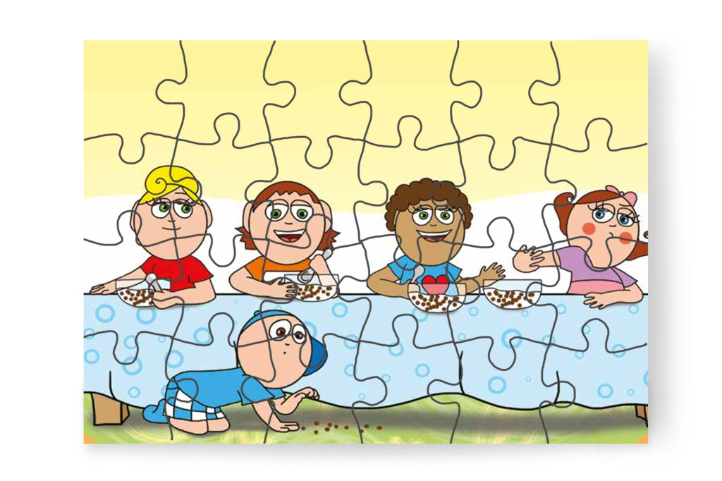 Natali Dollynak tolja a müzlit – Natali és az óvoda étlapja puzzle, 24 darab [TC19-09-P24]