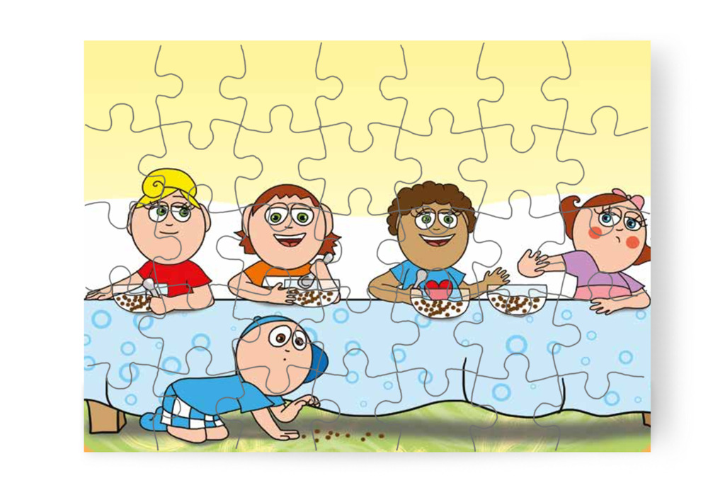 Natali Dollynak tolja a müzlit – Natali és az óvoda étlapja puzzle, 35 darab [TC19-09-P35]