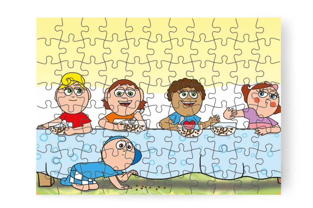 Natali Dollynak tolja a müzlit – Natali és az óvoda étlapja puzzle, 88 darab [TC19-09-P88]