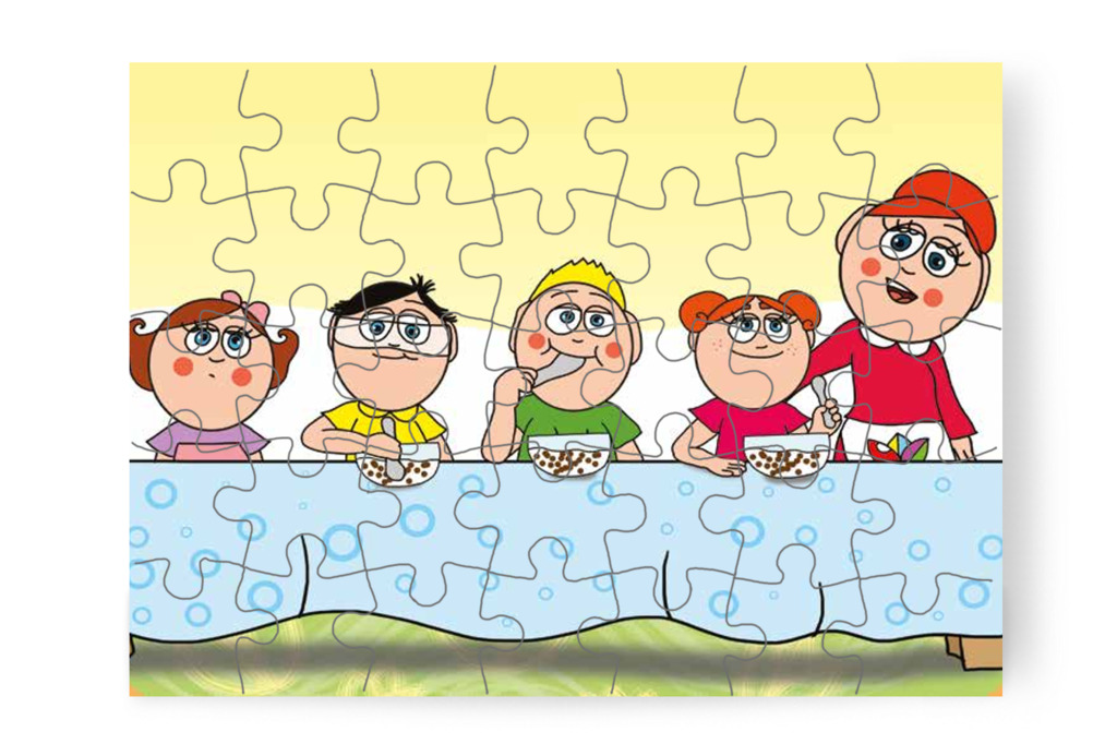 Natali az ebédre várva tovább játszik – Natali és az óvoda étlapja puzzle, 35 darab [TC19-10-P35]