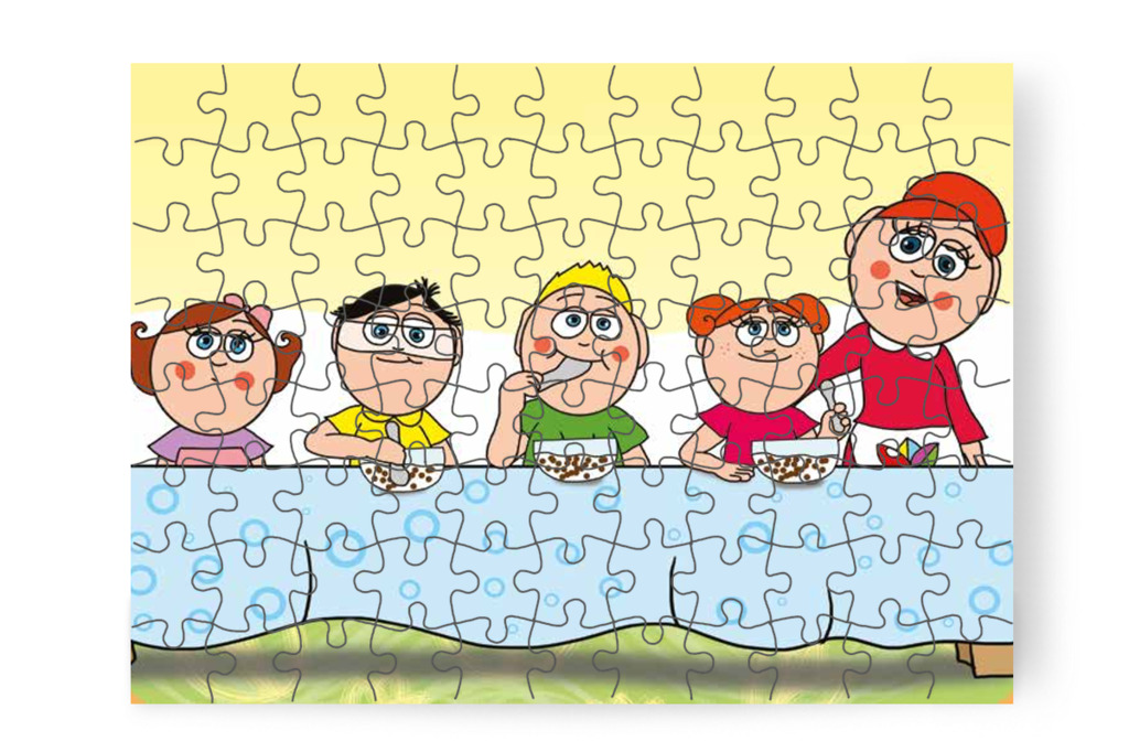 Natali az ebédre várva tovább játszik – Natali és az óvoda étlapja puzzle, 88 darab [TC19-10-P88]