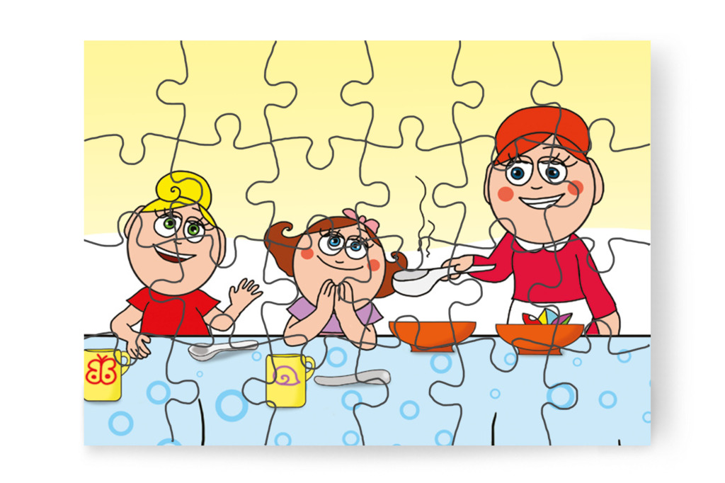 Natali izgatottan várja a főzeléket – Natali és az óvoda étlapja puzzle, 24 darab [TC19-12-P24]
