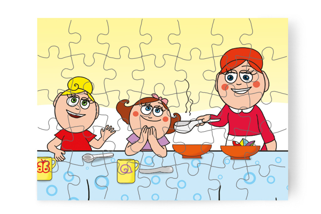 Natali izgatottan várja a főzeléket – Natali és az óvoda étlapja puzzle, 35 darab [TC19-12-P35]
