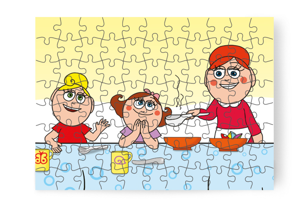 Natali izgatottan várja a főzeléket – Natali és az óvoda étlapja puzzle, 88 darab [TC19-12-P88]