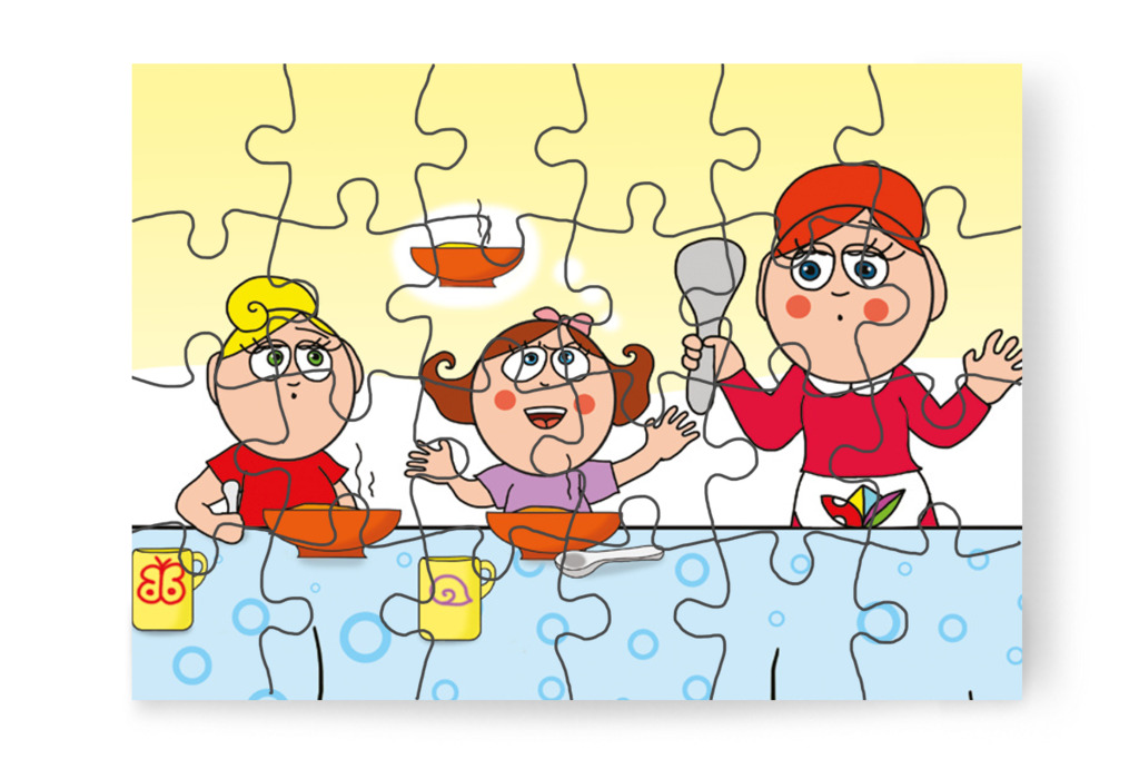 Tökfőzelék kerül Natali tányérjára – Natali és az óvoda étlapja puzzle, 24 darab [TC19-13-P24]