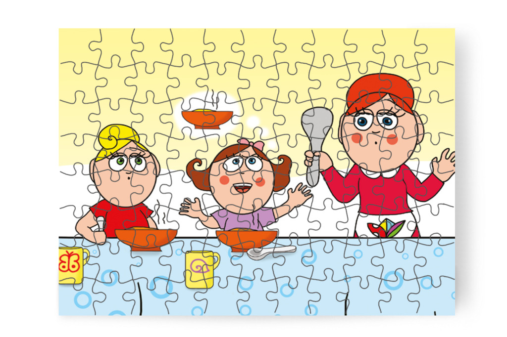 Tökfőzelék kerül Natali tányérjára – Natali és az óvoda étlapja puzzle, 88 darab [TC19-13-P88]