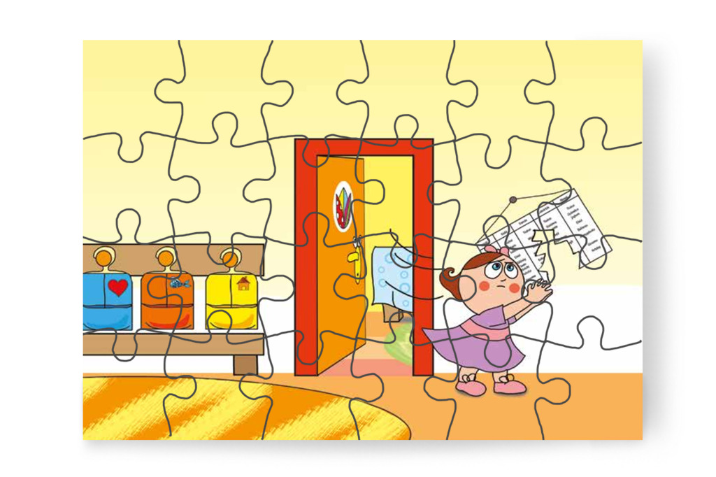 Natali mérgében letépi az étlapot – Natali és az óvoda étlapja puzzle, 24 darab [TC19-15-P24]