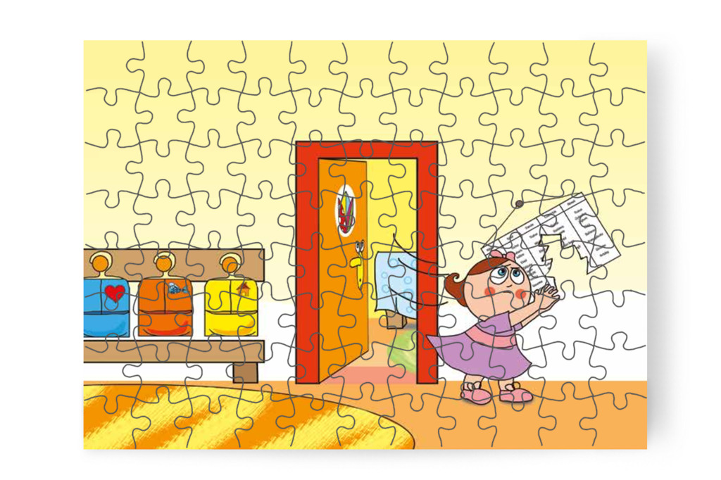 Natali mérgében letépi az étlapot – Natali és az óvoda étlapja puzzle, 88 darab [TC19-15-P88]