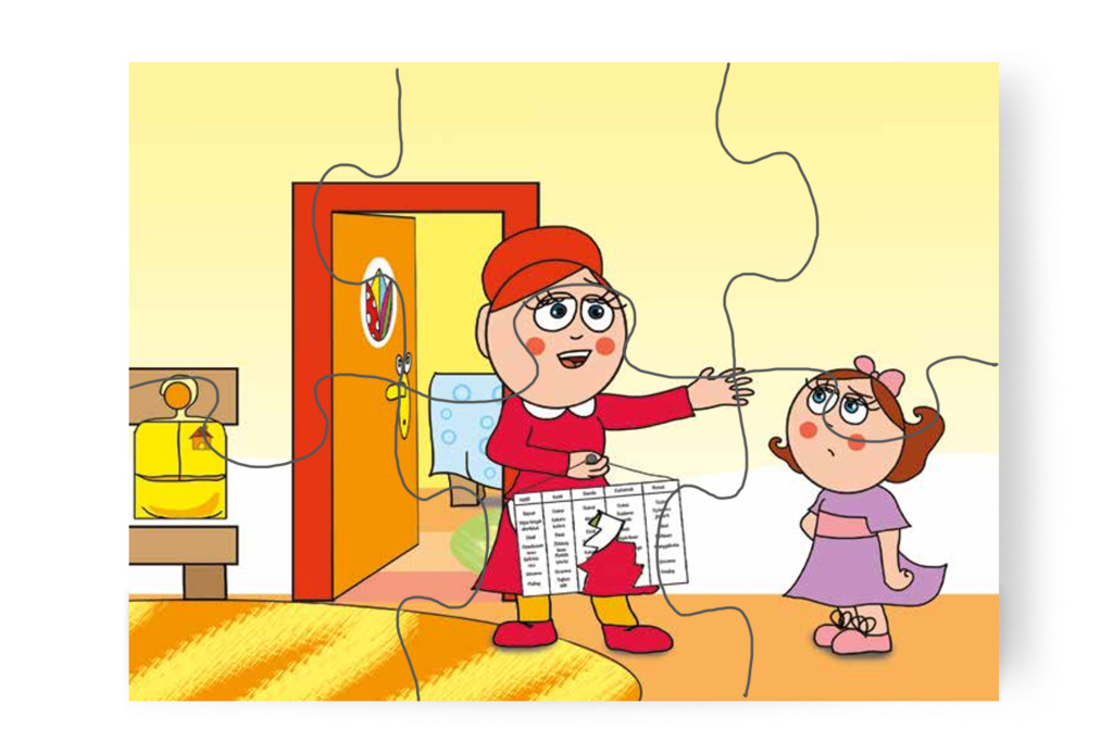 Óvónéni megállítja Natalit – Natali és az óvoda étlapja puzzle, 6 darab [TC19-16-P06]