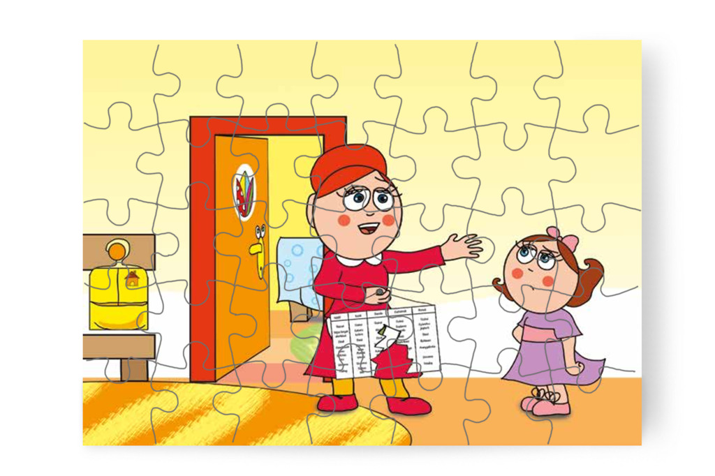 Óvónéni megállítja Natalit – Natali és az óvoda étlapja puzzle, 35 darab [TC19-16-P35]