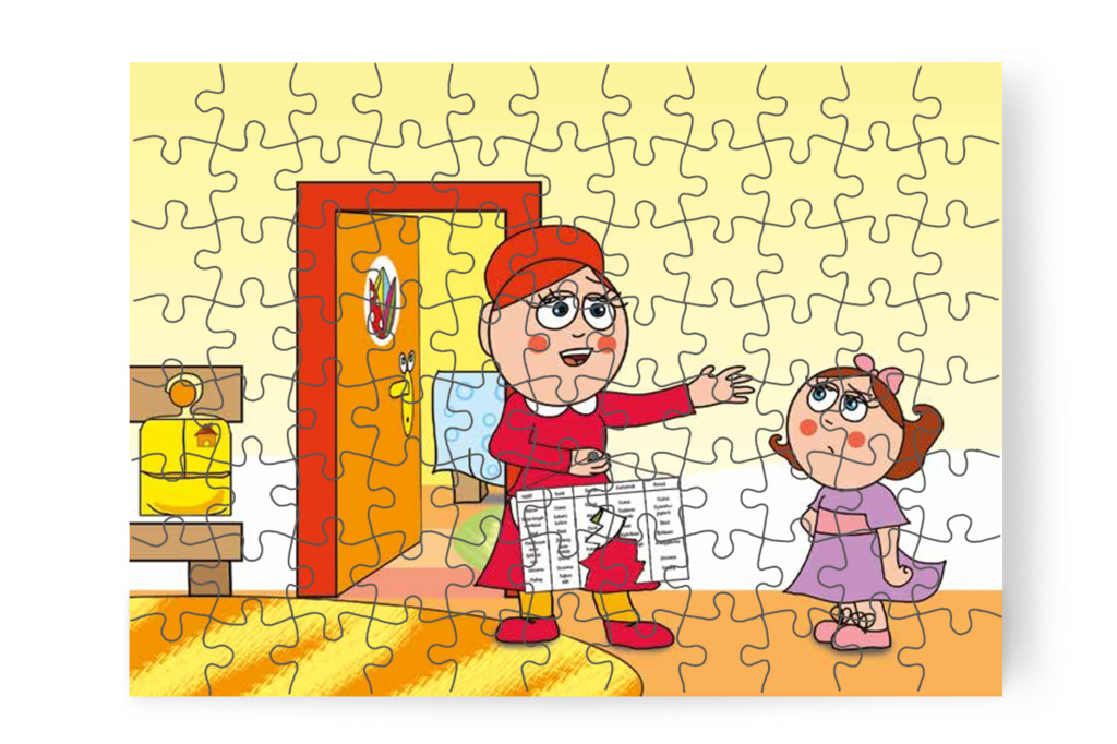 Óvónéni megállítja Natalit – Natali és az óvoda étlapja puzzle, 88 darab [TC19-16-P88]