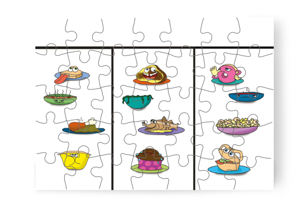 Az étlap különös hét eleji menüt mutat – Natali és az óvoda étlapja puzzle, 35 darab [TC19-19-P35]