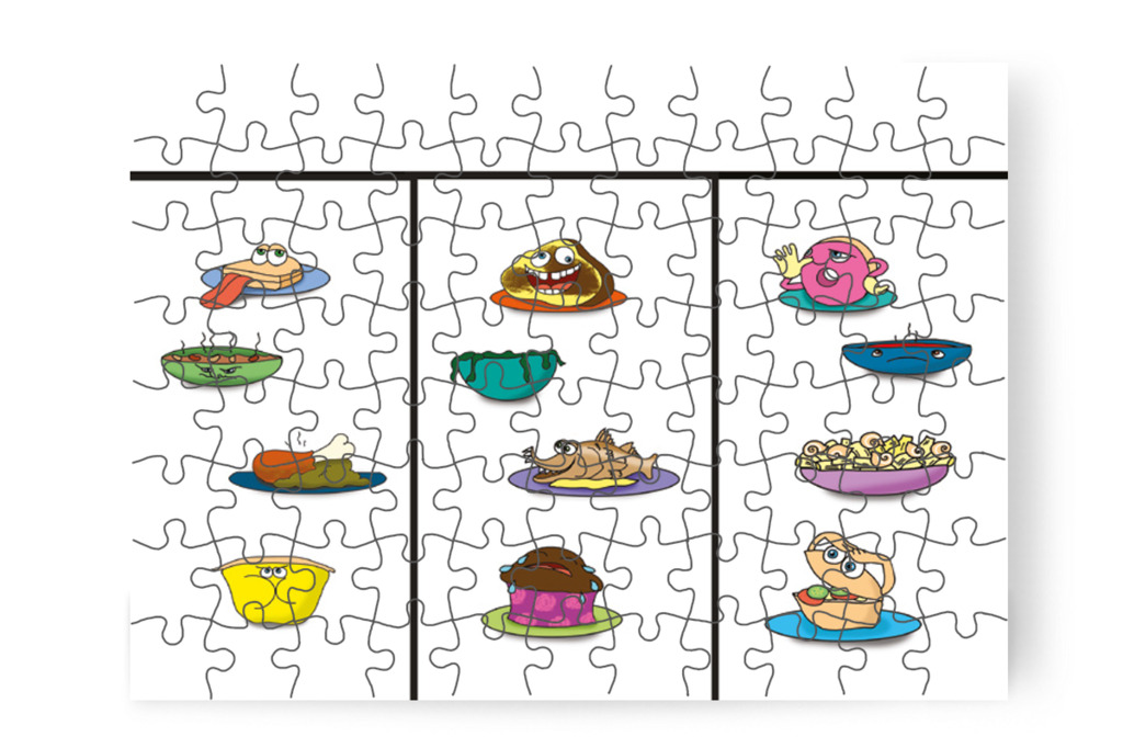 Az étlap különös hét eleji menüt mutat – Natali és az óvoda étlapja puzzle, 88 darab [TC19-19-P88]