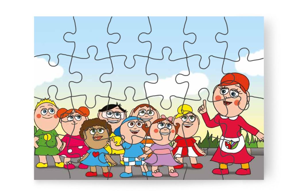 Óvónéni játszótéri sétát ígér – Tamás és a kutyusok puzzle, 24 darab [TC21-01-P24]