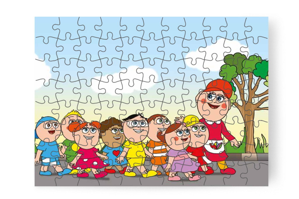 A gyerekek párban indulnak útnak – Tamás és a kutyusok puzzle, 88 darab [TC21-02-P88]