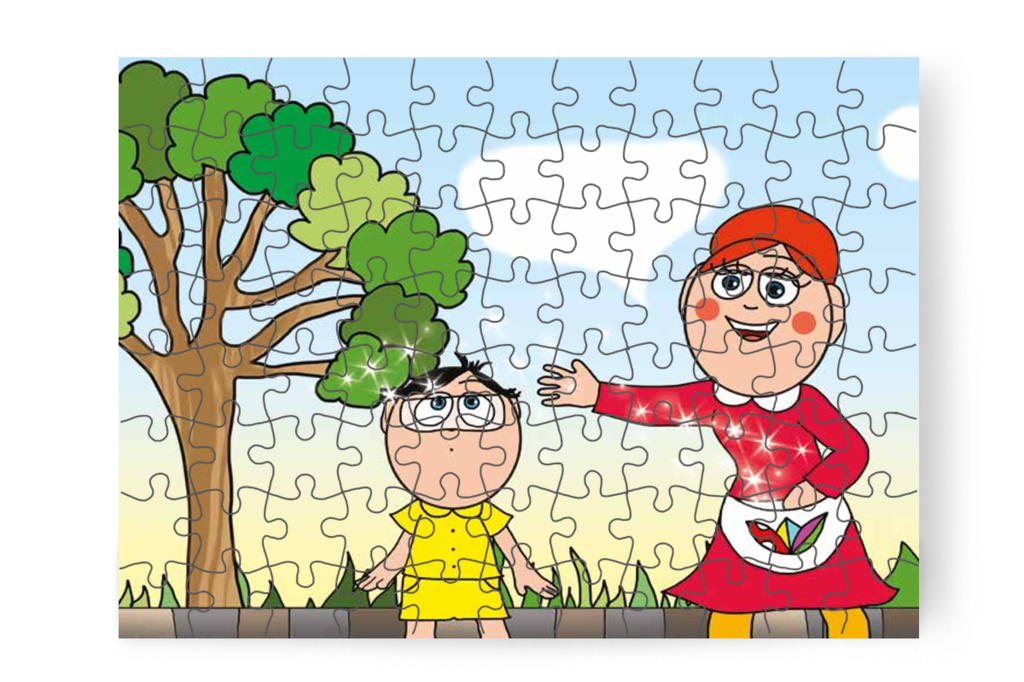 Óvónéni varázsport szór Tamásra – Tamás és a kutyusok puzzle, 88 darab [TC21-12-P88]