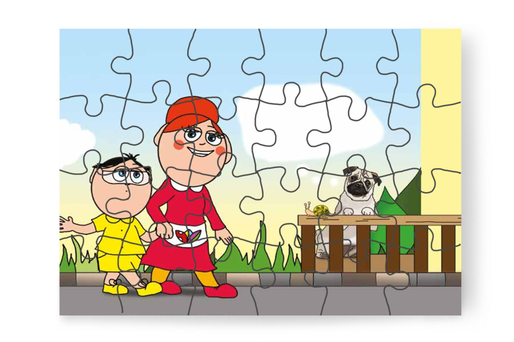Egy kutyus csigát szaglászik – Tamás és a kutyusok puzzle, 24 darab [TC21-16-P24]