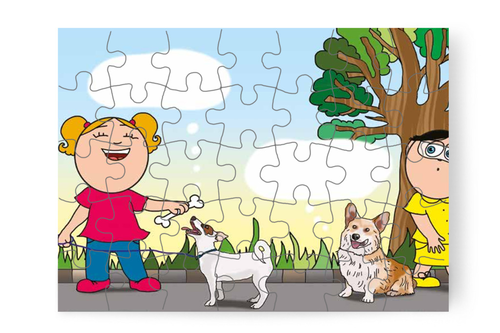 A kutyusok a játékaikra gondolnak – Tamás és a kutyusok puzzle, 35 darab [TC21-18-P35]